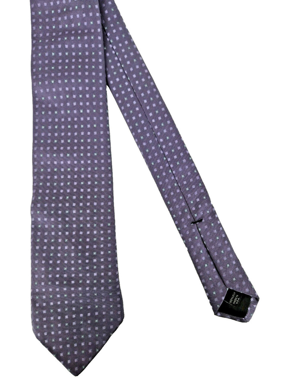 John Varvatos Men's Purple Pewter Grey Silk Tie Made In US Micro Pattern